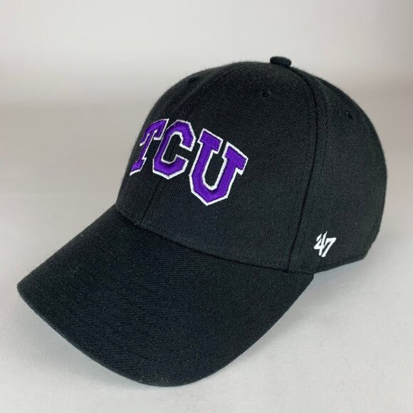 ‘47 Brand Other - TCU Horned Frogs NCAA Black 47 Brand MVP Strapback Adjustable Hat